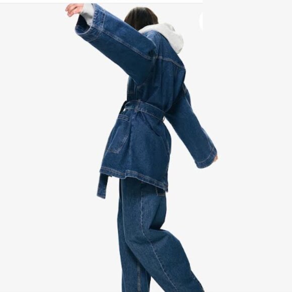 H&M tie waist denim jacket M - Picture 7 of 9